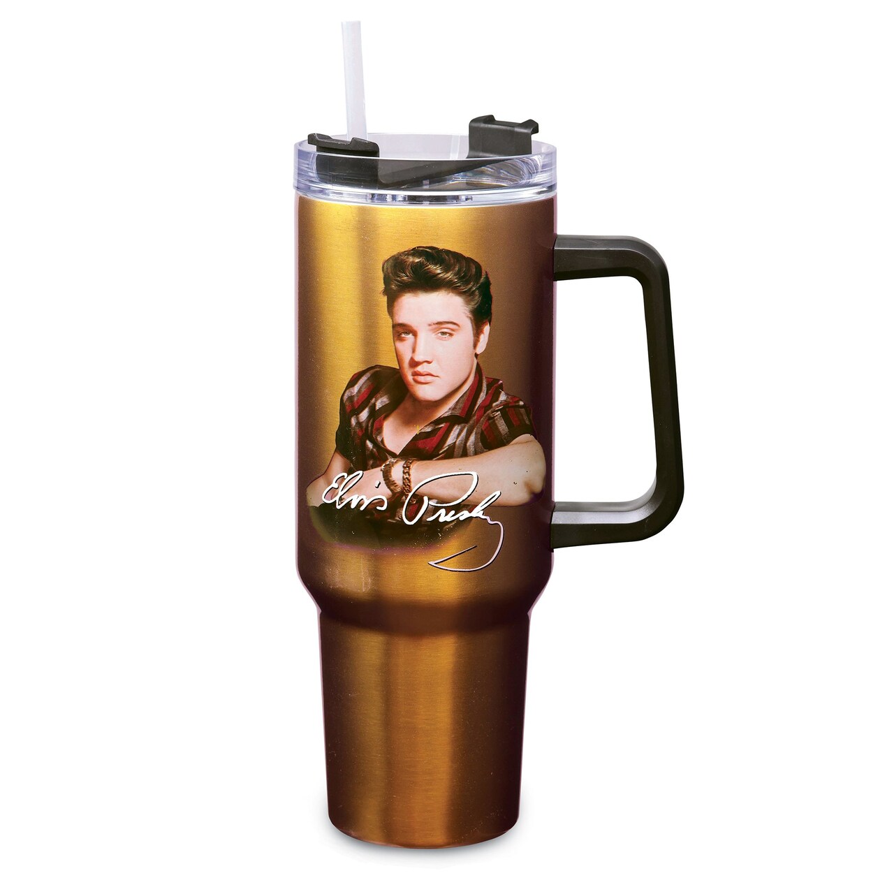 Collections Etc Elvis Presley Stainless Steel 40 oz. Tumbler with Handle